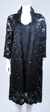 ELIZABETH MASON COUTURE Black Beaded Lace Evening Coat
