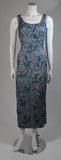 VINTAGE Circa 1960s Blue Beaded Gown, Sequins Size Small