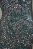 VINTAGE Circa 1960s Blue Beaded Gown, Sequins Size Small