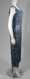VINTAGE Circa 1960s Blue Beaded Gown, Sequins Size Small