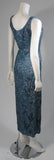 VINTAGE Circa 1960s Blue Beaded Gown, Sequins Size Small
