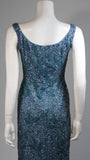VINTAGE Circa 1960s Blue Beaded Gown, Sequins Size Small