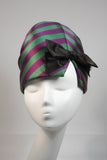 YVES SAINT LAURENT Rive Gauche Purple and Green Silk Hat with Bow