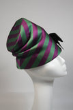 YVES SAINT LAURENT Rive Gauche Purple and Green Silk Hat with Bow