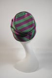 YVES SAINT LAURENT Rive Gauche Purple and Green Silk Hat with Bow