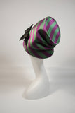 YVES SAINT LAURENT Rive Gauche Purple and Green Silk Hat with Bow