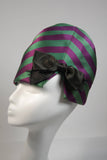 YVES SAINT LAURENT Rive Gauche Purple and Green Silk Hat with Bow