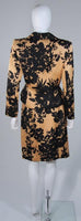 GIVENCHY 1980s Apricot Brown and Black Floral Print Suit Size 6-8