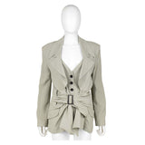 JOHN GALLIANO Beige Crepe Blazer with Brown Buckle