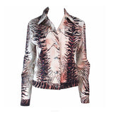 OLEG CASSINI Night Sport Animal Print Sequin Denim Jacket Size 6. This Oleg Cassini jacket is composed of an animal print denim fabric. Features sequin applique throughout & center front zipper closure with front pockets. In excellent vintage condition, some light signs of wear due to age.**Please cross-reference measurements for personal accuracy. Size in description box is an estimation. Measures (Approximately)6Length: 21"Sleeve: 24.5"Shoulder to shoulder: 17"Bust: 40"Waist: 35"