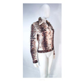 OLEG CASSINI Night Sport Animal Print Sequin Denim Jacket Size 6. This Oleg Cassini jacket is composed of an animal print denim fabric. Features sequin applique throughout & center front zipper closure with front pockets. In excellent vintage condition, some light signs of wear due to age.**Please cross-reference measurements for personal accuracy. Size in description box is an estimation. Measures (Approximately)6Length: 21"Sleeve: 24.5"Shoulder to shoulder: 17"Bust: 40"Waist: 35"