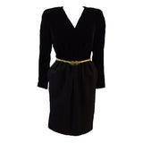 OSCAR DE LA RENTA Black & Gold Velvet Bodice Cocktail Dress