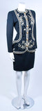 OSCAR DE LA RENTA Couture Embellished Black Wool Skirt Suit