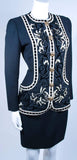 OSCAR DE LA RENTA Couture Embellished Black Wool Skirt Suit