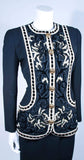 OSCAR DE LA RENTA Couture Embellished Black Wool Skirt Suit