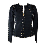 PERSE Black Zip Up Bandage Jacket w/ Studs Size XS