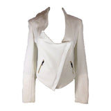 ROLAND MOURET White Long Sleeve Biker Jacket w/ Metal Detail
