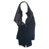 RUE DU MAIL Black Velvet Zip Front Dramatic Coat Size 38