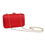 Elizabeth Mason Couture 'Small' Red Rhinestone Jewel Evening Clutch with Long Chain