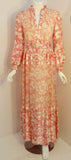 CEIL CHAPMAN 1960s Pink and White Silk Chiffon Gown Size 6