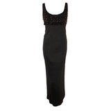 CEIL CHAPMAN 1950s Vintage Black Empire Waist Gown Size 8