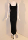 CEIL CHAPMAN 1950s Vintage Black Empire Waist Gown Size 8