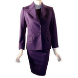 YVES SAINT LAURENT 1990s 3 pc Purple Pinstripe Suit Set