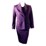 YVES SAINT LAURENT 1990s 3 pc Purple Pinstripe Suit Set