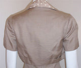 DON LOPER 1950s Taupe Silk Dress, Polka Dot Lined Jacket