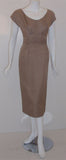 DON LOPER 1950s Taupe Silk Dress, Polka Dot Lined Jacket