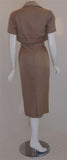 DON LOPER 1950s Taupe Silk Dress, Polka Dot Lined Jacket