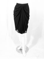 ADOLFO Black Silk Chiffon Skirt with Gathered Front