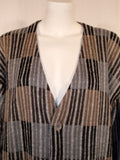 MISSONI Men's 1990s Gray, Navy, Taupe Cardigan, Boyfriend Sweater
