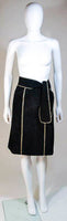YVES SAINT LAURENT Black Suede Skirt w/ Gold Detail Size 36