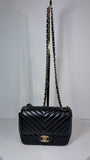 Chanel lambskin chevron quilted mini square flap black