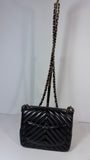 Chanel lambskin chevron quilted mini square flap black