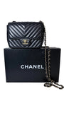 Chanel lambskin chevron quilted mini square flap black