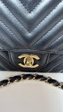 Chanel lambskin chevron quilted mini square flap black