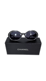 Chanel vintage rhinestone sunglasses with oval shaped lenses