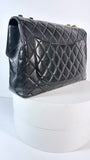 Chanel Women's Jumbo Bag Circa 1996 Vintage Black Lambskin