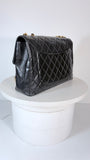 Chanel Women's Jumbo Bag Circa 1996 Vintage Black Lambskin