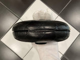 CHANEL Vintage Black Quilted Lambskin Oval Clutch w/ Logo Tassel