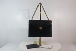 GUCCI 1960s Black Lizard Leather Handbag with Mini Wallet and Mirror