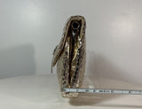 JUDITH LEIBER Gold Snake Quilted Clutch Detachable Strap, Coin Purse, & Mirror