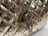 JUDITH LEIBER Gold Snake Quilted Clutch Detachable Strap, Coin Purse, & Mirror