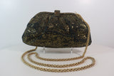 CHANEL Vintage Gold Black Glitter Evening Bag with Chain Strap