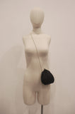 JUDITH LEIBER Black Satin Evening Bag with Jet Black Rhinestones