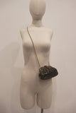 CHANEL Vintage Gold Black Glitter Evening Bag with Chain Strap