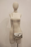 JUDITH LEIBER Gold Snake Quilted Clutch Detachable Strap, Coin Purse, & Mirror