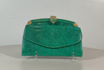 JUDITH LEIBER Green Lizard Skin Wallet with Gold Clasp